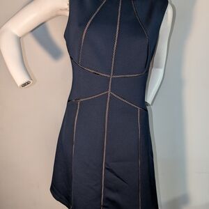 Calvin Klein Collection One Shoulder Dark Blue Dress